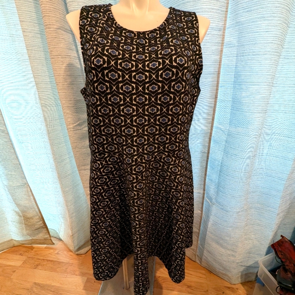 Leota Fit & Flare Geometric Print Dress - 3X